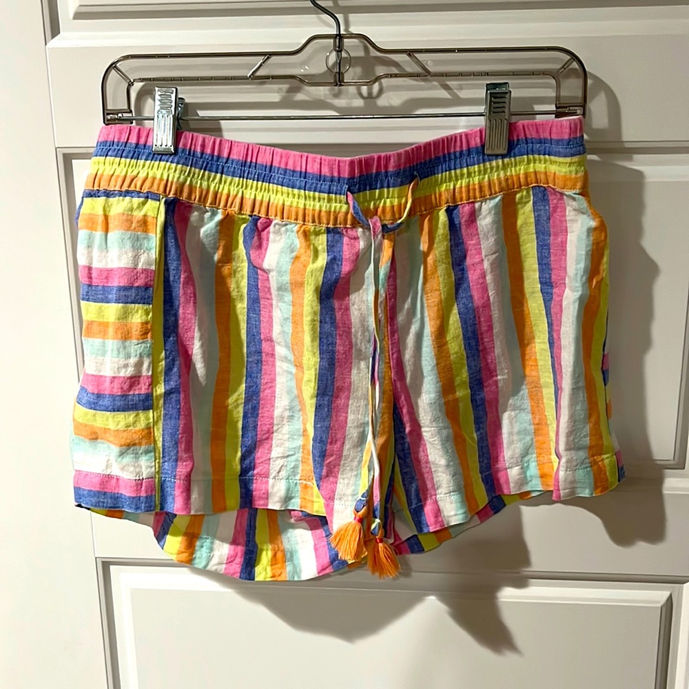 Vineyard Vines Linen Shorts Womens Size Small Rainbow Stripe Coastal